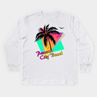 Panama City Beach Cool 80s Sunset Kids Long Sleeve T-Shirt